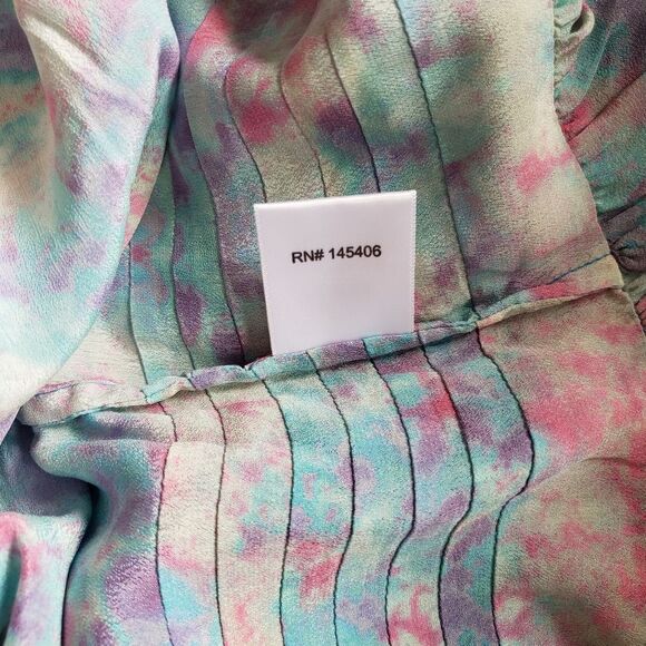 Pepin Off The Shoulder Watercolor Raw Hem Lightweight Summer Dress Size 4 - Picture 13 of 13